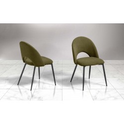 SEDIA MODELLO LILLY IN TESSUTO MICROFIBRA VERDE MILITARE CON STRUTTURA IN METALLO GALVANIZZATO NERO