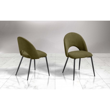 SEDIA MODELLO LILLY IN TESSUTO MICROFIBRA VERDE MILITARE CON STRUTTURA IN METALLO GALVANIZZATO NERO