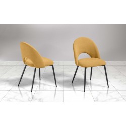 SEDIA MODELLO LILLY IN TESSUTO MICROFIBRA GIALLO CON STRUTTURA IN METALLO GALVANIZZATO NERO