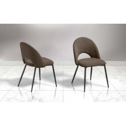 SEDIA MODELLO LILLY IN TESSUTO MICROFIBRA TERRA CON STRUTTURA IN METALLO GALVANIZZATO NERO