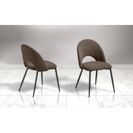 SEDIA MODELLO LILLY IN TESSUTO MICROFIBRA TERRA CON STRUTTURA IN METALLO GALVANIZZATO NERO