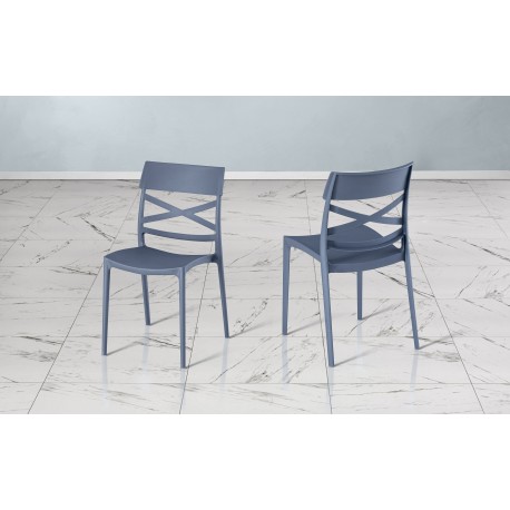 SEDIA FALKLAND  BLU AVIO IN TECNOPOLIMERO IN FIBRA DI VETRO IMPILABILE PER USO INTERNO ED ESTERNO 100% MADE IN ITALY