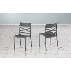 SEDIA FALKLAND GRIGIO IN TECNOPOLIMERO IN FIBRA DI VETRO IMPILABILE PER USO INTERNO ED ESTERNO 100% MADE IN ITALY