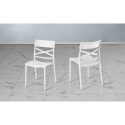 SEDIA FALKLAND BIANCO IN TECNOPOLIMERO IN FIBRA DI VETRO IMPILABILE PER USO INTERNO ED ESTERNO 100% MADE IN ITALY