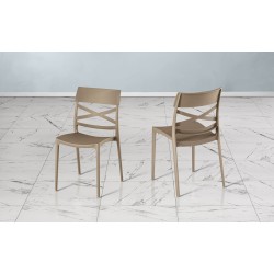 SEDIA FALKLAND CAPPUCCINO IN TECNOPOLIMERO IN FIBRA DI VETRO IMPILABILE PER USO INTERNO ED ESTERNO 100% MADE IN ITALY