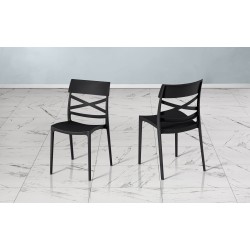 SEDIA FALKLAND NERO IN TECNOPOLIMERO IN FIBRA DI VETRO IMPILABILE PER USO INTERNO ED ESTERNO 100% MADE IN ITALY