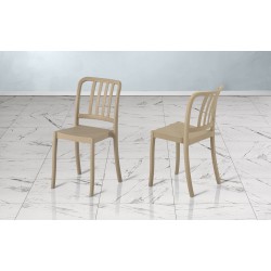 SEDIA SMARTIS CAPPUCCINO IN TECNOPOLIMERO IN FIBRA DI VETRO IMPILABILE PER USO INTERNO ED ESTERNO MADE IN ITALY 100%