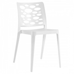 SEDIA MODELLO BUBBLES COLORE BIANCO IN TECNOPOLIMERO  IN FIBRA DI VETRO IMPILABILE PER USO INTERNO ED ESTERNO