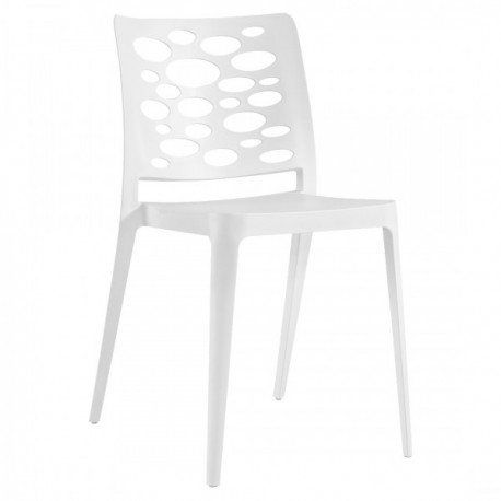 SEDIA MODELLO BUBBLES COLORE BIANCO IN TECNOPOLIMERO  IN FIBRA DI VETRO IMPILABILE PER USO INTERNO ED ESTERNO