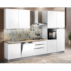 CUCINA COMPONIBILE MODELLO MARYSEL BIANCO OPACO CON MANIGLIE A GOLA COMPLETA DI LAVASTOVIGLIE DA 60 INCASSO  VERSIONE DX