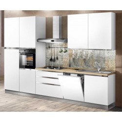 CUCINA COMPONIBILE MODELLO MARYSEL BIANCO OPACO CON MANIGLIE A GOLA COMPLETA DI LAVASTOVIGLIE DA 60 INCASSO  VERSIONE SX