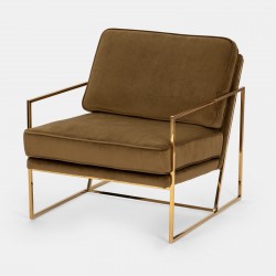 POLTRONA MODELLO WIBORG IN VELLUTO VERDE MILITARE STRUTTURA E GAMBE ORO