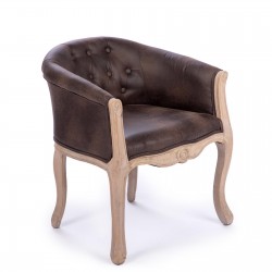 POLTRONA MODELLO LEATHER IN SIMILPELLE ECOCUOIO TRAPUNTATO STRUTTURA IN MASSELLO DI BETULLA