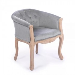 POLTRONA MODELLO LEATHER IN MICROFIBRA DI VELLUTO GRIGIO TRAPUNTATO STRUTTURA IN MASSELLO DI BETULLA