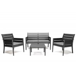 SET COMPLETO  DIVANETTO MODELLO PANKA 4 PEZZI  4 SEDUTE COLORE GRIGIO ANTRACITE