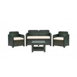 SET SOFA' COMPLETO MODELLO SORRENTO IN POLIMERICO GREENPOL COLORE GRIGIO ANTRACITE