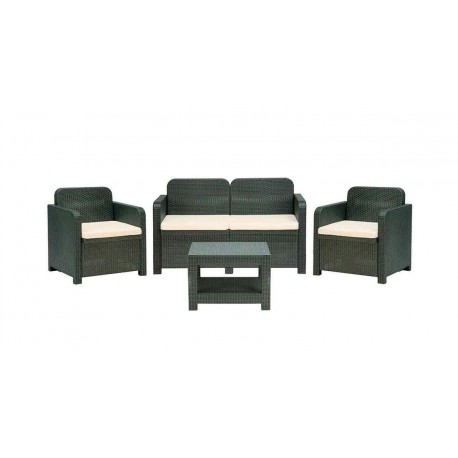 SET SOFA' COMPLETO MODELLO SORRENTO IN POLIMERICO GREENPOL COLORE GRIGIO ANTRACITE