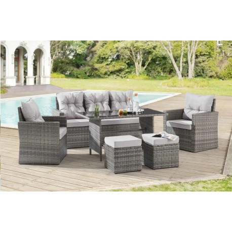 SET RELAX DA GIARDINO IN RATTAN SINTETICO MODELLO ANDALUSIA 7 POSTI