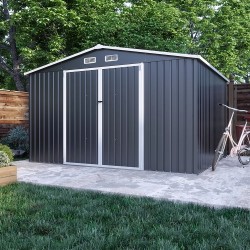 CASETTA DA GIARDINO IN ACCIAIO ZINCATO NERO  3,25x2,80xh2,20 m - 135kg - 9 metri quadri