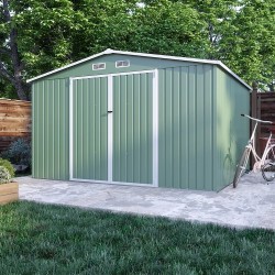 CASETTA DA GIARDINO IN ACCIAIO ZINCATO VERDE  3,25x2,80xh2,20 m - 135kg - 9 metri quadri
