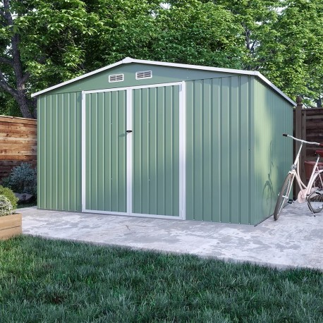 CASETTA DA GIARDINO IN ACCIAIO ZINCATO VERDE  3,25x2,80xh2,20 m - 135kg - 9 metri quadri