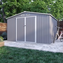 CASETTA DA GIARDINO IN ACCIAIO ZINCATO GRIGIO  3,25x2,80xh2,20 m - 135kg - 9 metri quadri