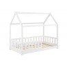 LETTINO  A CASETTA PER BAMBINI MODELLO MARLIN LEGNO MASSELLO LACCATO BIANCO 80X160 COMPLETO DI MATERASSO ORTOPEDICO  H. 10 CM