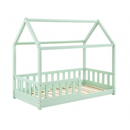 LETTINO  A CASETTA PER BAMBINI MODELLO MARLIN LEGNO MASSELLO LACCATO BIANCO 80X160 COMPLETO DI MATERASSO ORTOPEDICO  H. 10 CM