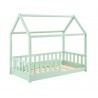 LETTINO CASETTA PER BAMBINI MODELLO MARLIN LEGNO MASSELLO LACCATO VERDE MENTA 80X160 COMPLETO DI MATERASSO ORTOPEDICO  H. 10 CM