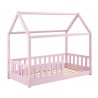 LETTINO CASETTA PER BAMBINI MODELLO MARLIN LEGNO MASSELLO LACCATO ROSA 80X160 COMPLETO DI MATERASSO ORTOPEDICO  H. 10 CM