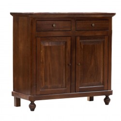 BASE CREDENZA CLASSICA NAPOLETANA  IN LEGNO MASSELLO TINTO NOCE CON 2 ANTE CHIUSE E 2 CASSETTI