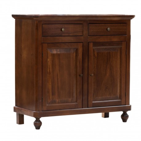 BASE CREDENZA CLASSICA NAPOLETANA  IN LEGNO MASSELLO TINTO NOCE CON 2 ANTE CHIUSE E 2 CASSETTI