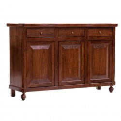 BASE CREDENZA CLASSICA NAPOLETANA  IN LEGNO MASSELLO TINTO NOCE CON 3 ANTE CHIUSE E 3 CASSETTI