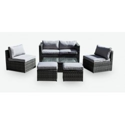SET RELAX DA GIARDINO IN RATTAN SINTETICO MODELLO POLICORO 6 POSTI