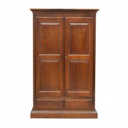 ARMADIO CLASSICO IN LEGNO MASSELLO 2 ANTE BATTENTI CON 2 CASSETTI FINITURA NOCE CLASSICO