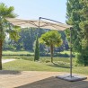 OMBRELLONE ECRU' FORMA QUADRATA  CON PALO LATERALE A BANANA MISURA 2,5 X 2,5 MT 8 STECCHE