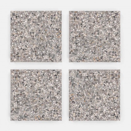 BASAMENTO PER OMBRELLONE FORMATO DA 4 PEZZI DI MARMETTE 50 X 50 IN CEMENTO E GHIAIA DI FIUME