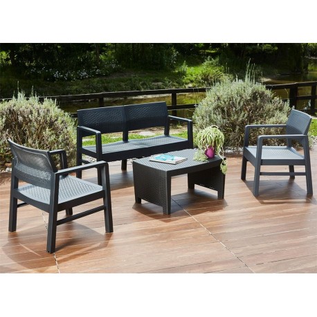 SET COMPLETO  DIVANETTO MODELLO PANKA 4 PEZZI  4 SEDUTE COLORE GRIGIO ANTRACITE