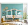 LETTINO PER BAMBINI MODELLO BEGADINO  A FORMA DI CASA IN LEGNO MASSELLO BIANCO COMPLETO DI MATERASSO 90 X 200