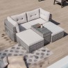 SET RELAX MODELLO HURGHADA MODULARE CON 5 ELEMENTI TAVOLINO CON 2 DIVANI CON CHAISE LONGUE COMPLETO DI CUSCINI SFODERABILI