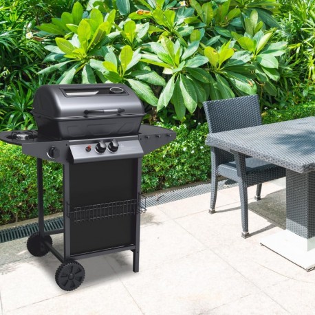 BARBECUE  MODELLO  POSEIDONE  A GAS E PIETRA LAVICA CON 2 BRUCIATORI  1 FORNELLO LATERALE STRUTTURA IN ACCIAIO
