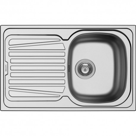 LAVELLO PYRAMIS INCASSO 1 VASCA A DX  IN ACCIAIO INOX SATINATO AISI 304 18/10 DA 86 X 50 CM.